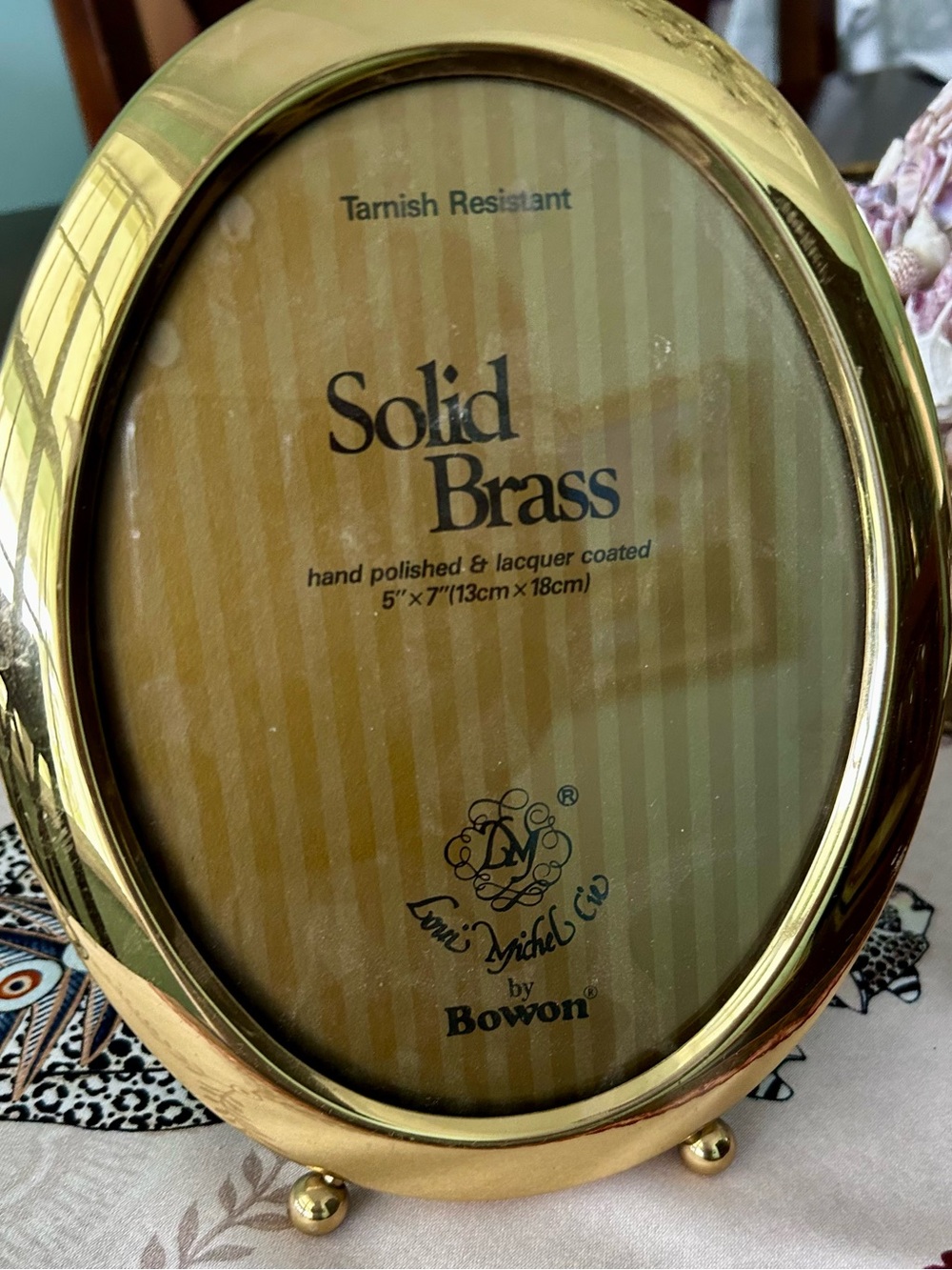 Vintage Bowon Solid Brass Oval Picture Frame- Gold